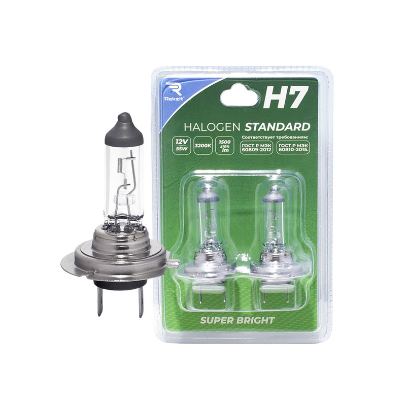 Лампа галогенная H7 12V55W Standard  REKZIT 2шт.