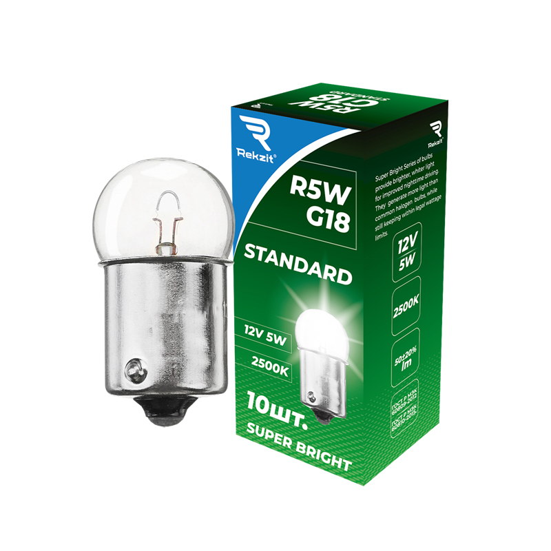 Лампа накаливания R5W/G18 5W 12V Standart REKZIT 1 упак.